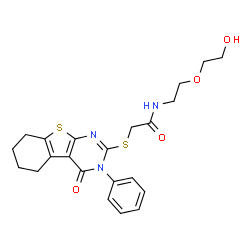N-(2-(2-hydroxyethoxy)ethyl)-2-((4-oxo-3-phenyl-3,4,5,6,7,8-hexahydrobenzo[4,5]thieno[2,3-d]pyrimidin-2-yl)thio)acetamide结构式