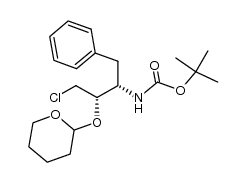 tert-butyl ((2S,3S)-4-chloro-1-phenyl-3-((tetrahydro-2H-pyran-2-yl)oxy)butan-2-yl)carbamate结构式