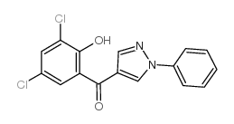 1-苯基-4(3,5-二氯-2-羟基苯甲酰基)-吡唑结构式