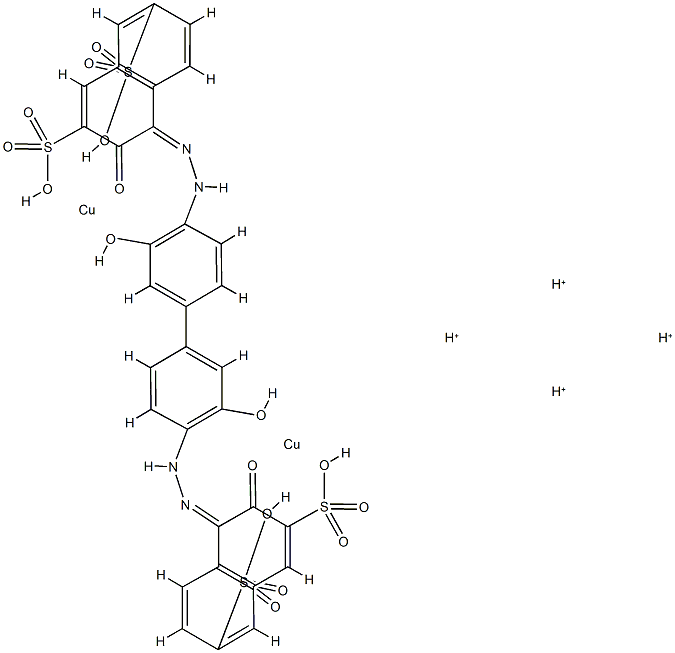 tetrahydrogen [μ-[[4,4'-[(3,3'-dihydroxy[1,1'-biphenyl]-4,4'-diyl)bis(azo)]bis[3-hydroxynaphthalene-2,7-disulphonato]](8-)]]dicuprate(4-) Structure