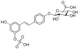 4-[(1E)-2-[3-羟基-5-(磺基氧基)苯基]乙烯基]苯基 BETA-D-吡喃葡糖苷酸结构式