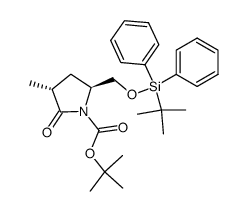 tert-butyl (3R,5S)-5-(((tert-butyldiphenylsilyl)oxy)methyl)-3-methyl-2-oxopyrrolidine-1-carboxylate结构式