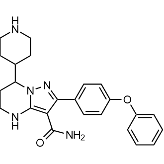 2-(4-苯氧基苯基)-7-(哌啶-4-基)-4,5,6,7-四氢吡唑并[1,5-a]嘧啶-3-甲酰胺结构式