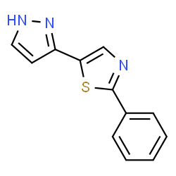 2-PHENYL-5-(1H-PYRAZOL-3-YL)-1,3-THIAZOLE结构式