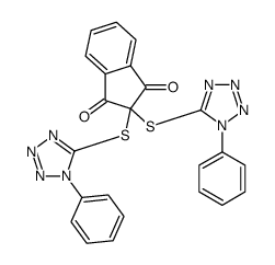 2,2-bis[(1-phenyltetrazol-5-yl)sulfanyl]indene-1,3-dione结构式