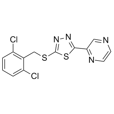 2-((2,6-二氯苄基)硫基)-5-(吡嗪-2-基)-1,3,4-噻二唑结构式