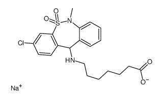 sodium ()-7-[(3-chloro-6,11-dihydro-6-methyldibenzo[c,f][1,2]thiazepin-11-yl)amino]heptanoate S,S-dioxide structure