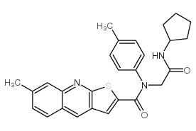 (9CI)-N-[2-(环戊基氨基)-2-氧代乙基]-7-甲基-N-(4-甲基苯基)-噻吩并[2,3-b]喹啉-2-羧酰胺结构式