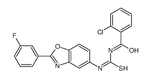 2-chloro-N-[[2-(3-fluorophenyl)-1,3-benzoxazol-5-yl]carbamothioyl]benzamide结构式