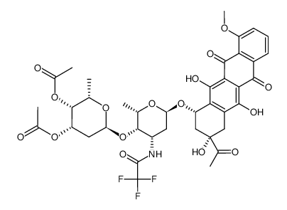 7-O-[4-O-(3,4-di-O-acetyl-2,6-didesoxy-α-L-lyxo-hexopyranosyl)-2,3,6-tridesoxy-3-(trifluoroacetamido)-α-L-lyxo-hexopyranosyl]daunomycinone Structure