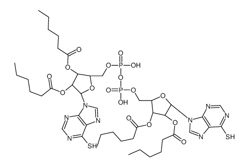 P(1),P(2)-bis(O(2'),O(3')-dihexanoyl-6-mercaptopurine-9 beta-ribofuranoside)-5'-pyrophosphate结构式
