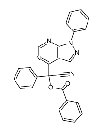 cyano(phenyl)(1-phenyl-1H-pyrazolo[3,4-d]pyrimidin-4-yl)methyl benzoate结构式