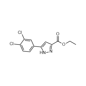 5-(3,4-二氯苯基)-1H-吡唑-3-羧酸乙酯结构式