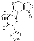 (5aR,6S)-6-methoxy-6-[[(thiophen-2-yl)acetyl]amino]-5a,6-dihydro-3H,7Hazeto[ 2,1-b]furo[3,4-d][1,3]thiazine-1,7(4H)-dione (cefoxitin lactone) structure