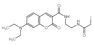 7-二乙基氨基-3-((((2-碘乙酰氨基)乙基) 氨基)羰基)香豆素结构式