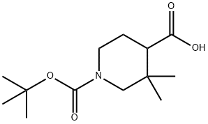 1-[(叔丁氧基)羰基]-3,3-二甲基哌啶-4-羧酸结构式