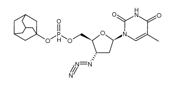 adamantan-1-yl (((2S,3S,5R)-3-azido-5-(5-methyl-2,4-dioxo-3,4-dihydropyrimidin-1(2H)-yl)tetrahydrofuran-2-yl)methyl) phosphonate结构式