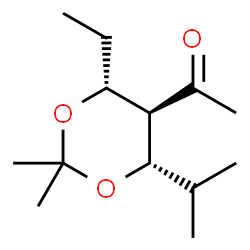 Ethanone, 1-[(4R,5R,6S)-4-ethyl-2,2-dimethyl-6-(1-methylethyl)-1,3-dioxan-5-yl]-, rel- (9CI) Structure