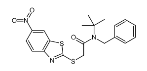 N-benzyl-N-tert-butyl-2-[(6-nitro-1,3-benzothiazol-2-yl)sulfanyl]acetamide Structure