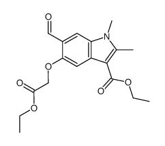 5-ethoxycarbonylmethoxy-6-formyl-1,2-dimethyl-indole-3-carboxylic acid ethyl ester结构式