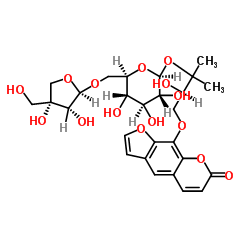 9-[(2R)-3-[(6-O-D-芹糖-BETA-D-呋喃糖基-BETA-D-吡喃葡萄糖基)氧基]-2-羟基-3-甲基丁氧基]-7H-呋喃并[3,2-G][1]苯并吡喃-7-酮结构式