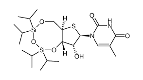 1-[3,5-O-(1,1,3,3-tetraisopropyldisiloxane-1,3-diyl)-4-thio-β-D-ribofuranosyl]thymine Structure
