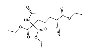 1-acetylamino-5-cyano-pentane-1,1,5-tricarboxylic acid triethyl ester结构式