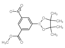 3-硝基-5-(4,4,5,5-四甲基-1,3,2-二氧硼杂环戊烷-2-基)苯甲酸甲酯结构式