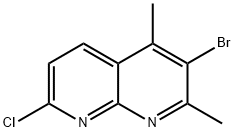 3-溴-7-氯-2,4-二甲基-1,8-二氮杂萘结构式
