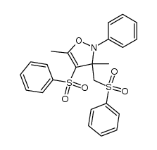 2-phenyl-3,5-dimethyl-4-(phenylsulfonyl)-3-[(phenylsulfonyl)methyl]-Δ4-isoxazoline结构式