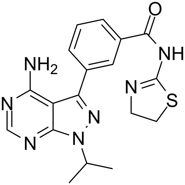 3-(4-Amino-1-isopropyl-1H-pyrazolo[3,4-d]pyrimidin-3-yl)-N-(4,5-d ihydro-1,3-thiazol-2-yl)benzamide Structure