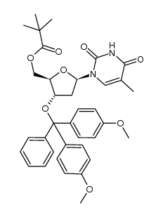 3'-O-(4,4'-diemthoxytrityl)-5'-O-(trimethylacetyl)thymidine结构式