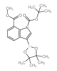 1-BOC-7-甲氧基羰基吲哚-3-硼酸频那醇酯结构式