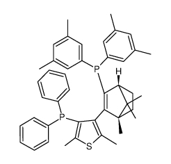 (+)-{(1S,4R)-3-[4-(Diphenylphosphino)-2,5-dimethyl-3-thienyl]-4,7,7-trimethylbicyclo[2.2.1]hept-2-en-2-yl}bis(3,5-dimethylphenylphosphine Structure