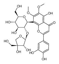 5,3',4'-trihydroxy-6,7-dimethoxy-8-C-[β-D-apiofuranosyl-(1->2)]-β-D-glucopyranosyl flavonoside Structure