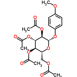 4-甲氧苯基-2,3,4,6-四-O-乙酰基-Β-D-吡喃葡萄糖苷结构式