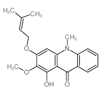 9(10H)-Acridinone,1-hydroxy-2-methoxy-10-methyl-3-[(3-methyl-2-buten-1-yl)oxy]- Structure