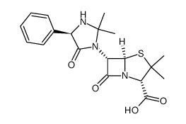 6α-((R)-2,2-dimethyl-5-oxo-4-phenyl-imidazolidin-1-yl)-penicillanic acid Structure