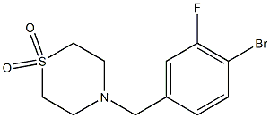 4-[(4-bromo-3-fluorophenyl)methyl]-1λ-thiomorpholine-1,1-dione structure