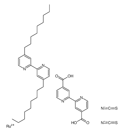 双(异硫氰酸)(2,2'-二吡啶基-4,4'-二甲酸)(4,4'-二壬基-2,2'-二吡啶基)钌(II)结构式
