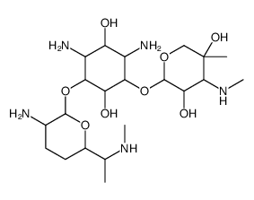 2-[2,4-diamino-5-[3-amino-6-[1-(methylamino)ethyl]oxan-2-yl]oxy-3,6-dihydroxycyclohexyl]oxy-5-methyl-4-(methylamino)oxane-3,5-diol结构式