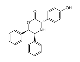 (3S,5S,6R)-3-(4-hydroxyphenyl)-5,6-diphenylmorpholin-2-one结构式