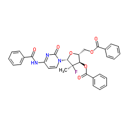 (2'R)-N-Benzoyl-2'-deoxy-2'-fluoro-2'-methylcytidine 3',5'-dibenzoate structure