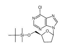 9-(5-O-(tert-butyldimethylsilyl)-2,3-dideoxy-D-ribofuranosyl)-6-chloropurine结构式