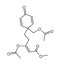 (E)-3-Acetoxy-5-(1-acetoxymethyl-4-oxo-cyclohexa-2,5-dienyl)-pent-2-enoic acid methyl ester Structure