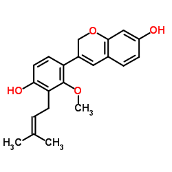 3-[4-羟基-2-甲氧基-3-(3-甲基-2-丁烯-1-基)苯基]-2H-1-苯并吡喃-7-醇结构式