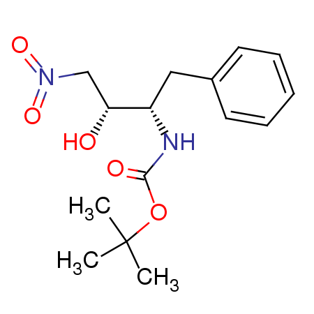 (2S,3R)-N-tert-butyloxycarbonyl-2-amino-3-hydroxy-1-phenyl-4-nitrobutane Structure
