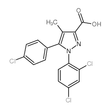5-(4-Chlorophenyl)-1-(2,4-dichlorophenyl)-4-methylpyrazole-3-carboxylic Acid Structure