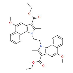 Ethyl 1-(2-(3-(ethoxycarbonyl)-5-methoxy-2-methyl-1H-benzo[g]indol-1-yl)ethyl)-5-methoxy-2-methyl-1H-benzo[g]indole-3-carboxylate结构式