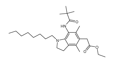 N-(1-Octyl-5-ethoxycarbonylmethyl-4,6-dimethylindolin-7-yl)-2,2-dimethylpropanamide结构式